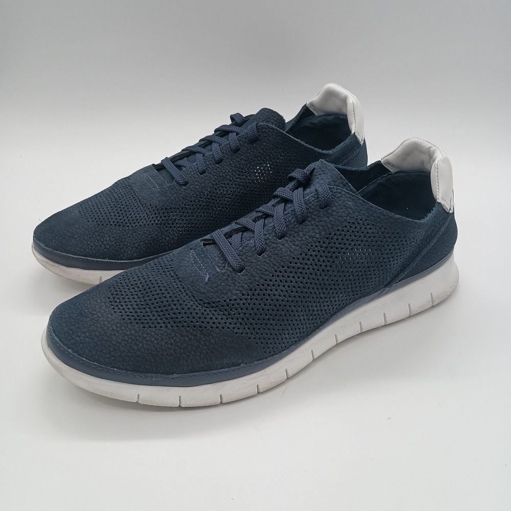 Vionic Tucker Mens Navy Blue Perforated Leather Sneakers 11.5 - Picture 2 of 7